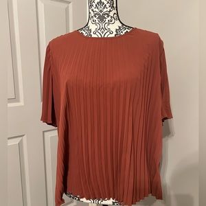 NWT- Express Pleated Flowy Blouse- Size M, Color- Burnt Orange.